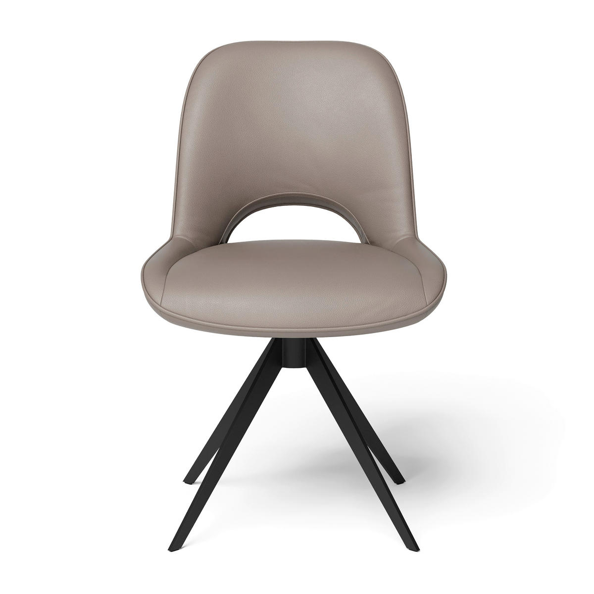 STUHL Echtleder Schwarz, Beige  - Beige/Schwarz, Design, Leder/Metall (53/86/61cm) - Joop!