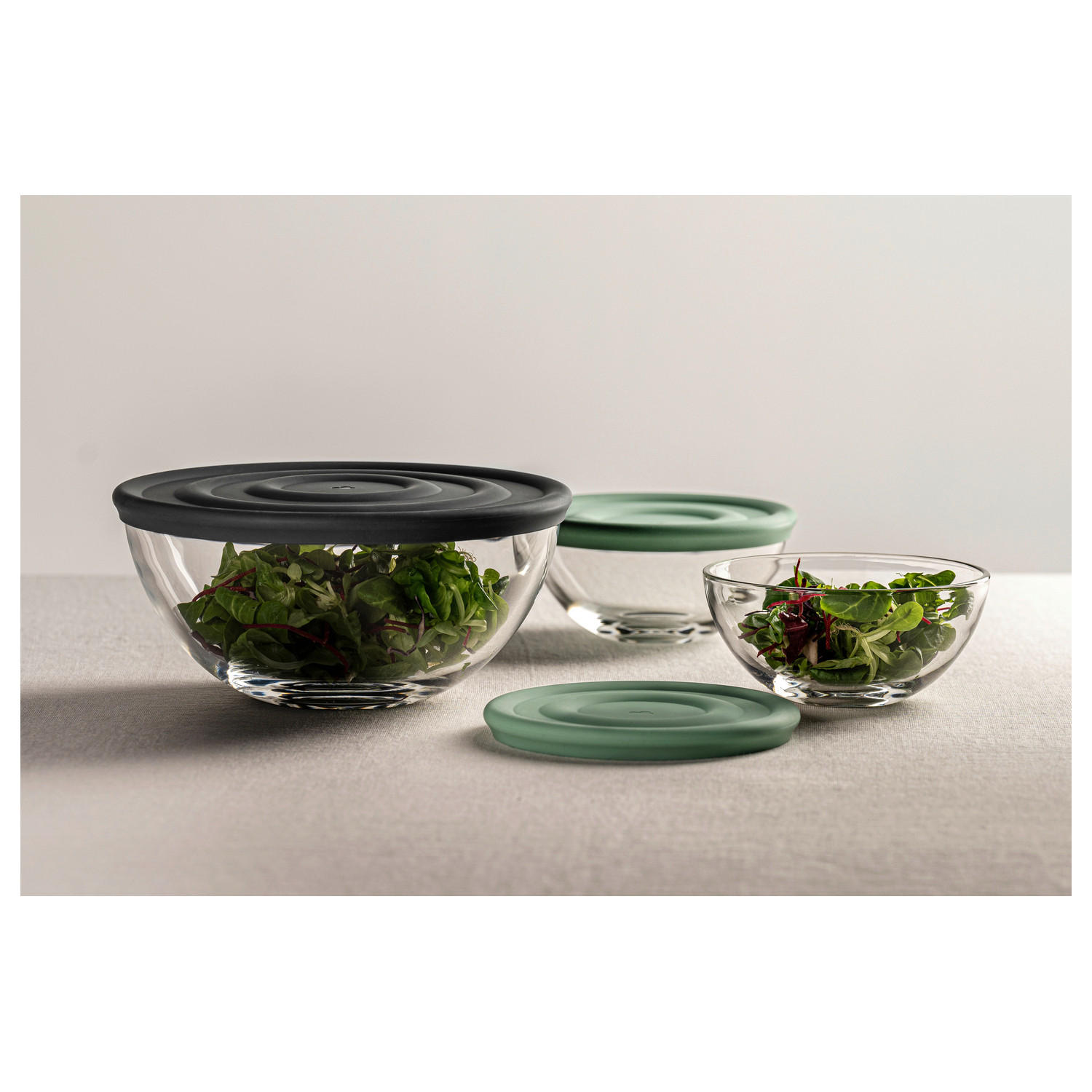 SCHÜSSELSET CUCINA 6-teilig  - Dunkelgrau/Transparent, Design, Glas/Kunststoff (23,30/15,30/23,30cm) - Leonardo