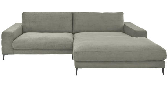 ECKSOFA in Feincord Grau  - Schwarz/Grau, Design, Textil/Metall (293/207cm) - Dieter Knoll