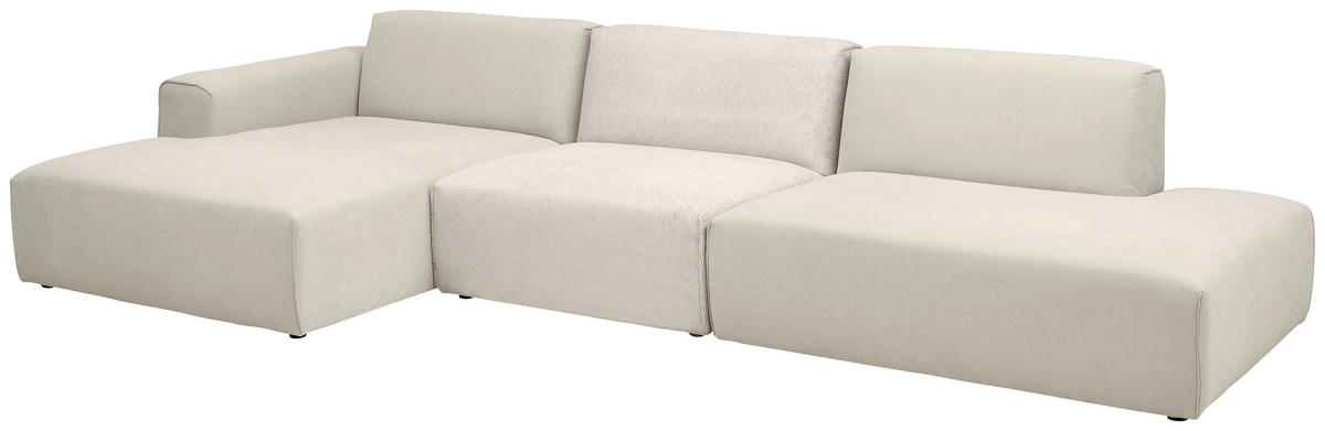 ECKSOFA Silberfarben, Perlmutt Chenille, Flachgewebe Rücken echt  - Silberfarben/Perlmutt, KONVENTIONELL, Kunststoff/Textil (165/342cm) - SetOne by Musterring