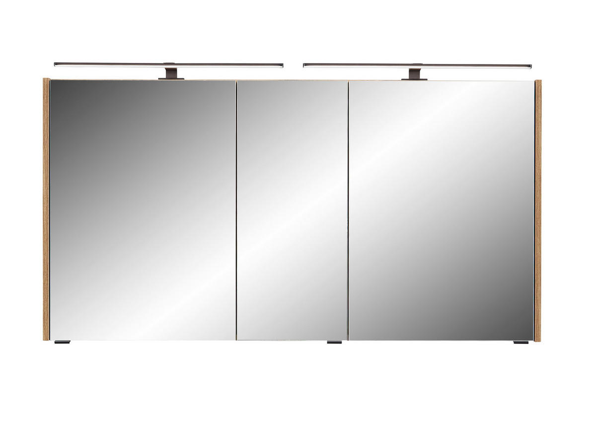 SPIEGELSCHRANK 133,2/70,3/17,5 cm  - Eichefarben, Design, Glas/Holzwerkstoff (133,2/70,3/17,5cm) - Sadena