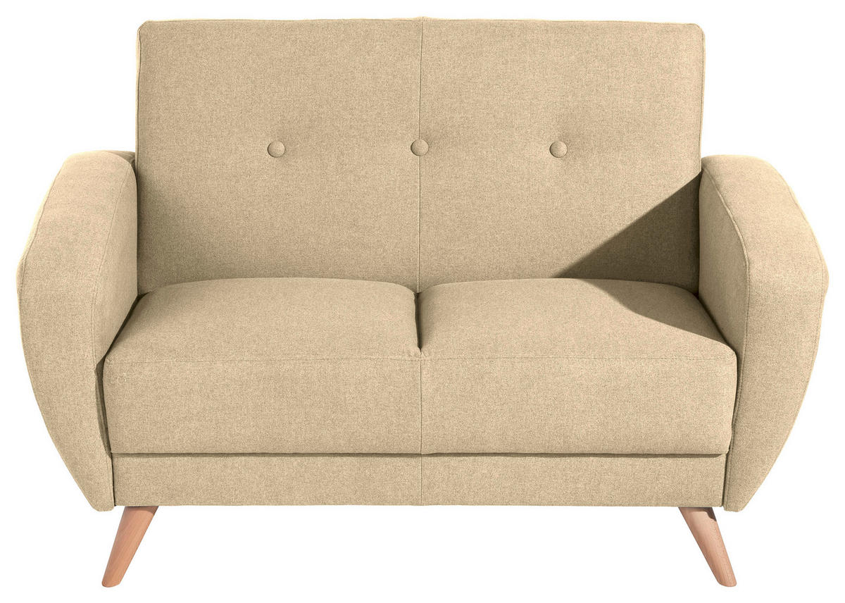 2-SITZER-SOFA in Samt, Velours Beige  - Beige/Naturfarben, Design, Holz/Textil (136/85/82cm) - Max Winzer