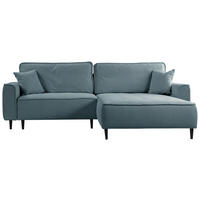 ECKSOFA in Flachgewebe Blau  - Blau/Schwarz, Design, Holz/Textil (263/183cm) - MID.YOU