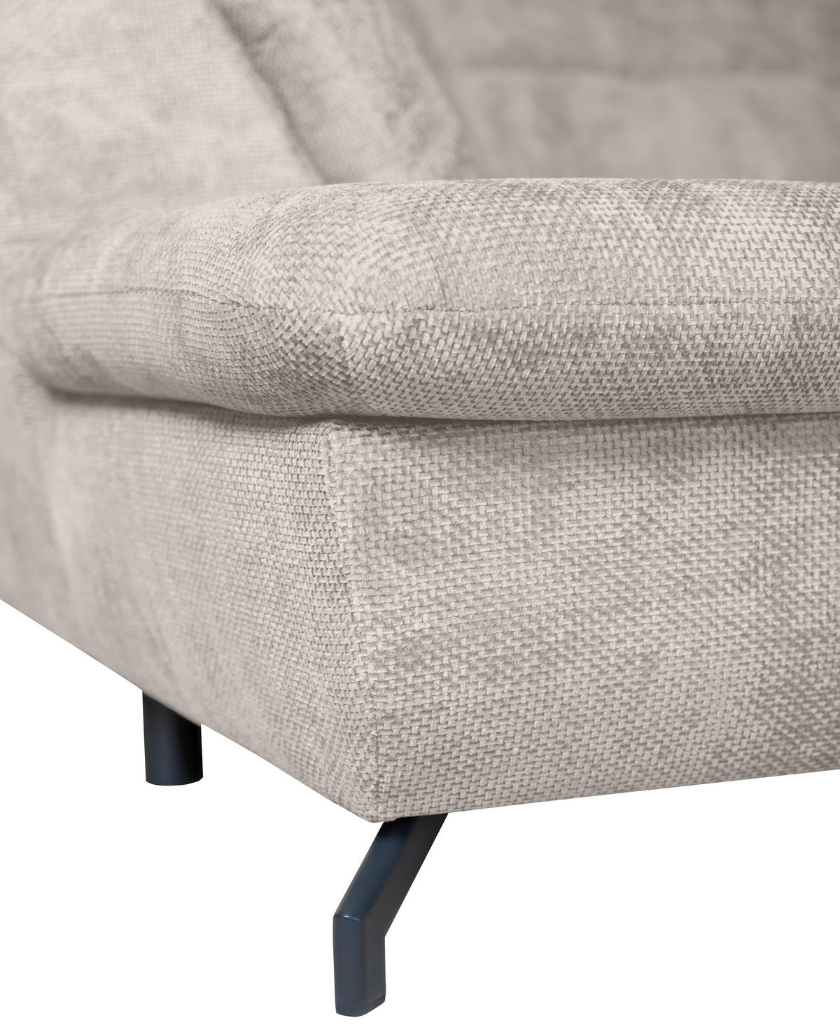 WOHNLANDSCHAFT in Struktur Creme  - Creme/Schwarz, KONVENTIONELL, Textil/Metall (253/357/188cm) - Carryhome