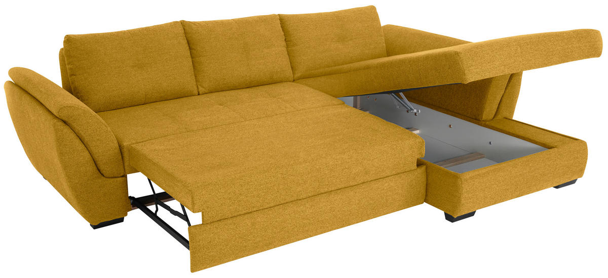 ECKSOFA in Webstoff Gelb  - Gelb/Schwarz, Design, Kunststoff/Textil (278/187cm) - Livetastic