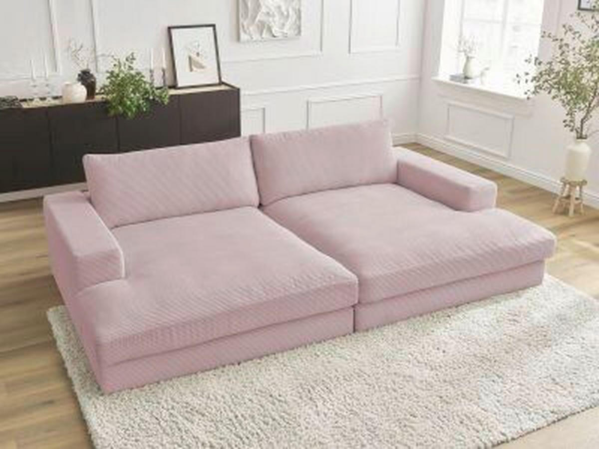 BIGSOFA LEONARD Cord Lila  - Lila/Schwarz, MODERN, Kunststoff/Textil (234/77/159cm)