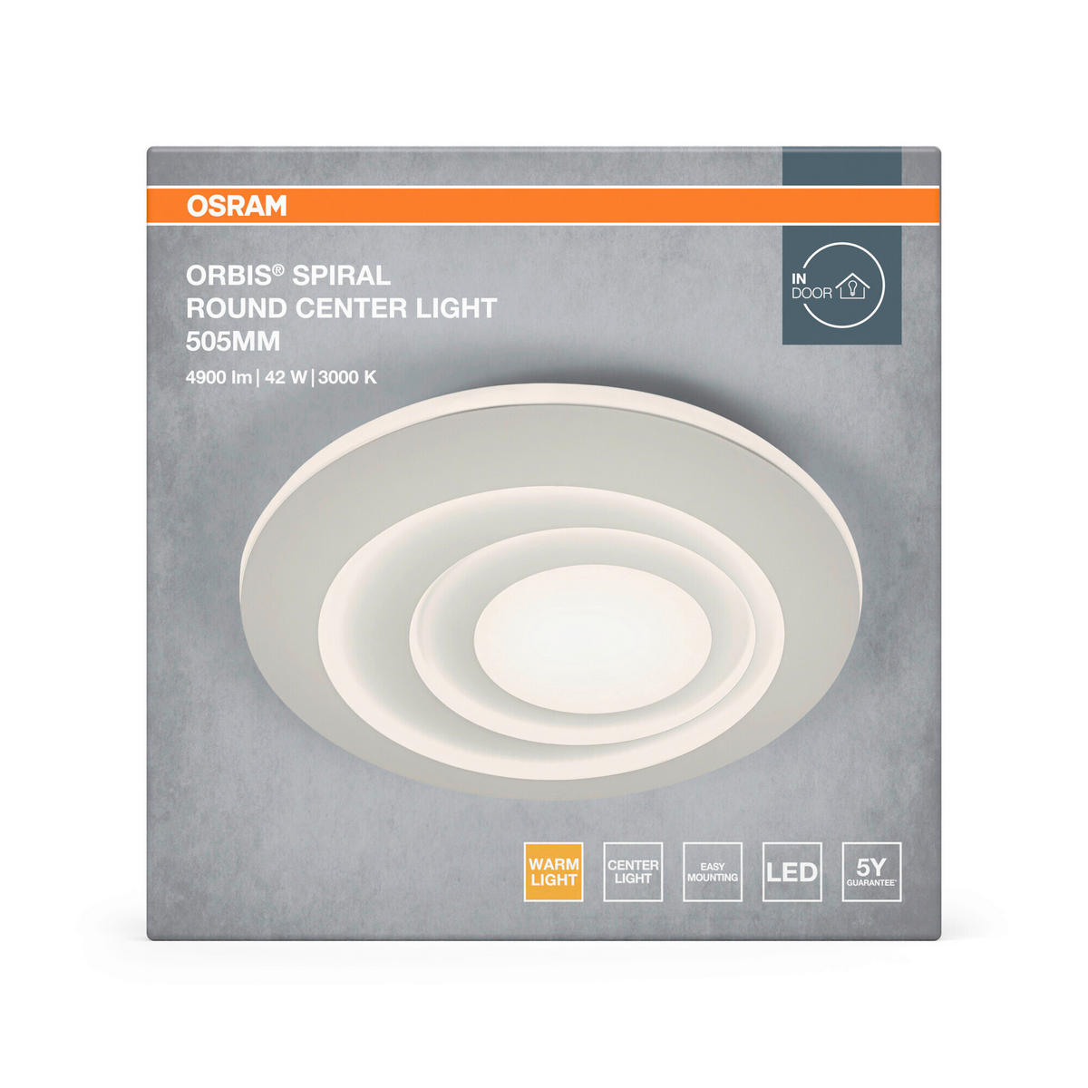 LED-DECKENLEUCHTE Orbis Spiral Round 50,5/6 cm   - Weiß, Design, Kunststoff/Metall (50,5/6cm) - Osram