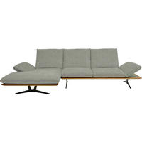 ECKSOFA in Flachgewebe Greige  159/314 cm  - Greige/Schwarz, Design, Holz/Textil (159/314cm) - Dieter Knoll