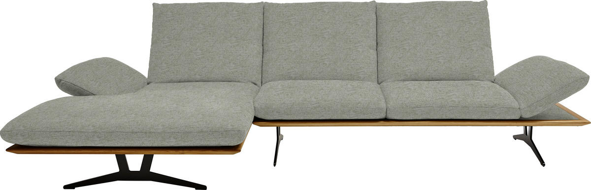 ECKSOFA in Flachgewebe Greige  159/314 cm  - Greige/Schwarz, Design, Holz/Textil (159/314cm) - Dieter Knoll