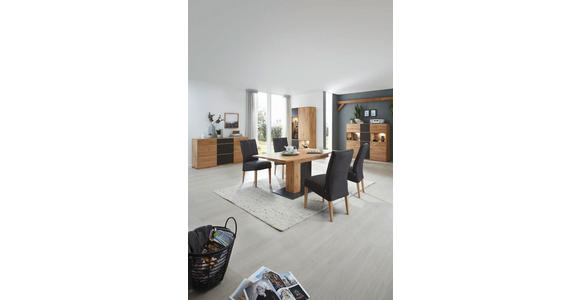 ESSTISCH in Holz 160-200/90/75,4 cm - Eichefarben/Anthrazit, Natur, Glas/Holz (160-200/90/75,4cm) - Waldwelt