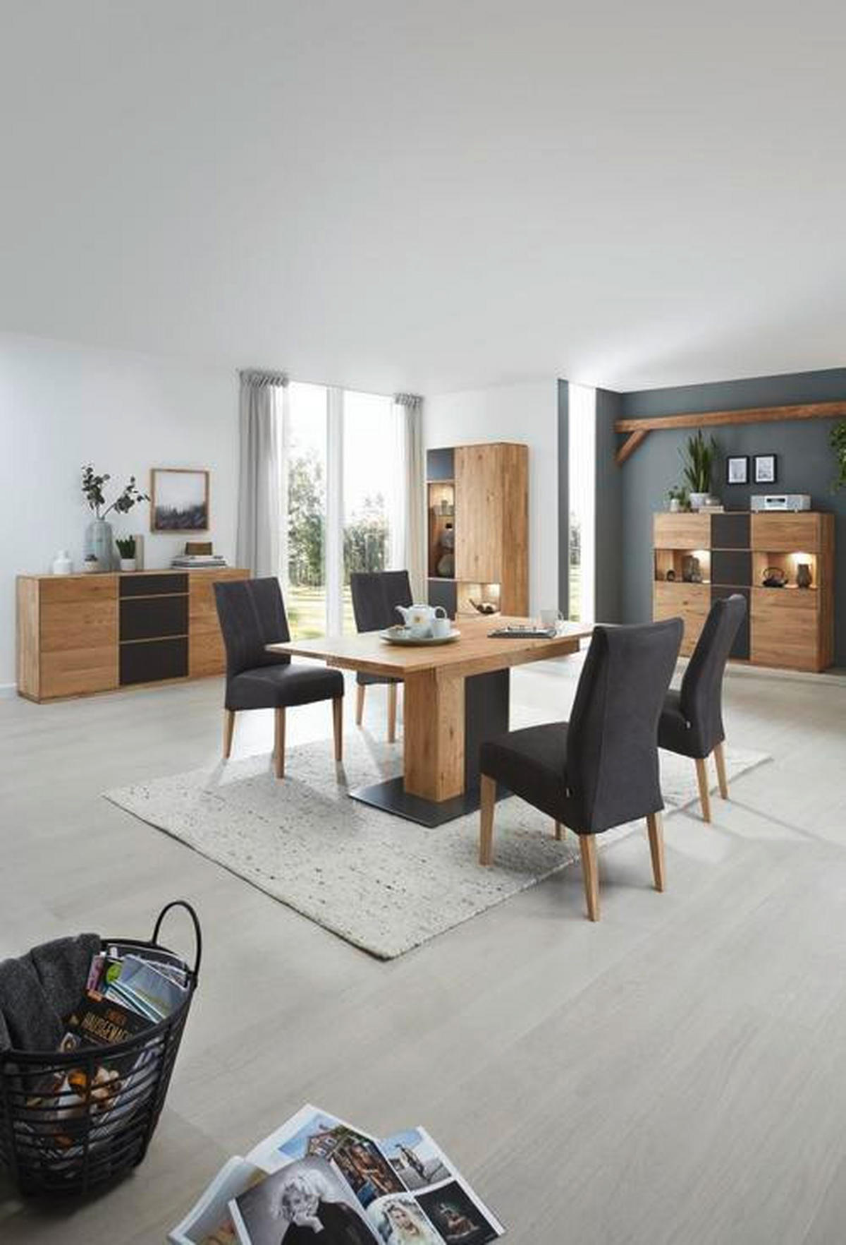 SIDEBOARD  in 177/89/42 cm  - Eichefarben/Anthrazit, Natur, Glas/Holz (177/89/42cm) - Waldwelt