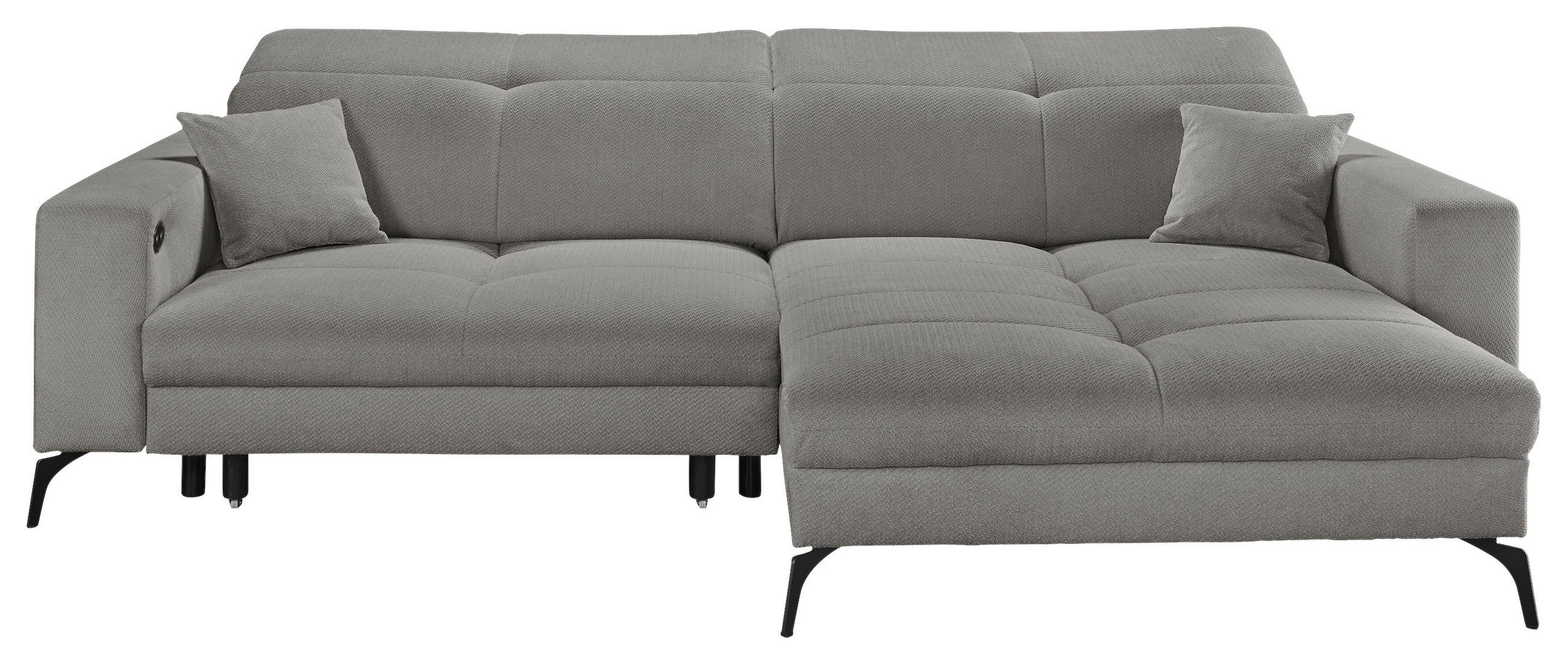 ECKSOFA Grau Webstoff  - Schwarz/Grau, KONVENTIONELL, Textil/Metall (285/180cm) - SetOne by Musterring