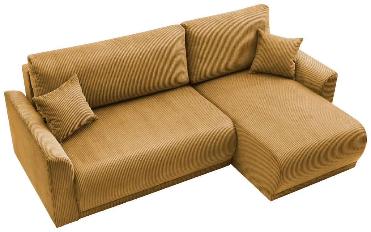 ECKSOFA KIMMY Gelb Cord Zierkissen, Rückenkissen, Bettkasten  - Gelb/Schwarz, Design, Kunststoff/Textil (233/146cm) - P & B