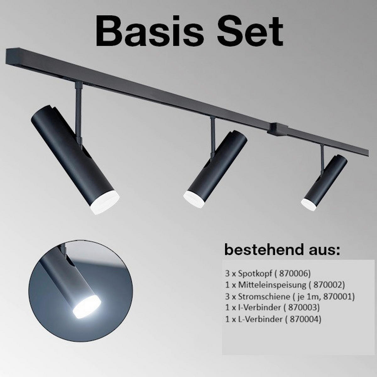 Schienensystem-Set Lina 300/4,5/25 cm  - Schwarz, Design, Metall (300/4,5/25cm) - Schöner Wohnen
