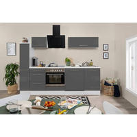 KÜCHENBLOCK 250 cm   in Grau, Schwarz, Weiss  - Weiss/Alufarben, Konventionell, Holzwerkstoff (250cm) - Respekta