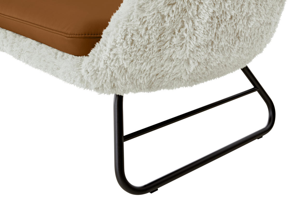 SITZBANK 219/87/78 cm  in Braun, Beige  - Beige/Schwarz, Design, Leder/Textil (219/87/78cm) - Koinor