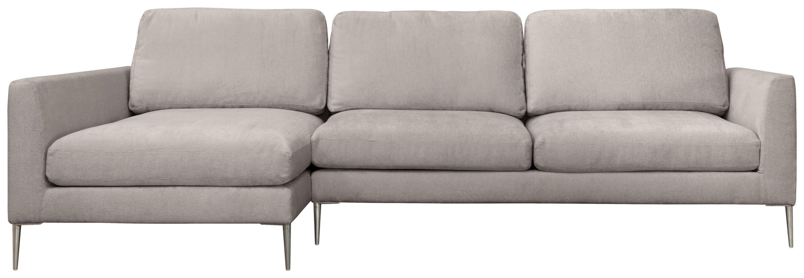 ECKSOFA Taupe Chenille  - Taupe/Silberfarben, KONVENTIONELL, Textil/Metall (143/284cm) - Carryhome