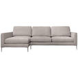 ECKSOFA Taupe Chenille  - Taupe/Silberfarben, KONVENTIONELL, Textil/Metall (143/284cm) - Carryhome
