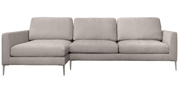 ECKSOFA Taupe Chenille  - Taupe/Silberfarben, KONVENTIONELL, Textil/Metall (143/284cm) - Carryhome