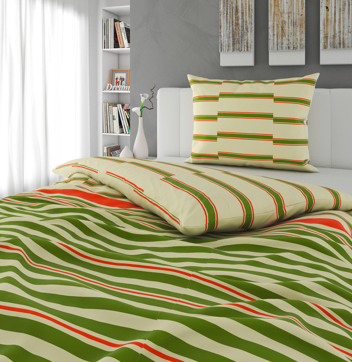 POVLEČENÍ - oranžová/trávově zelená, textil (140/200cm) - Bio:Vio