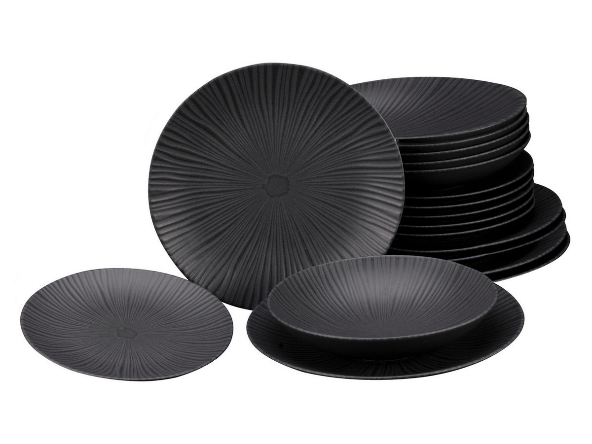 TAFELSERVICE Anthrazit Vesuvio 18-teilig  - Anthrazit, Basics, Keramik - Creatable