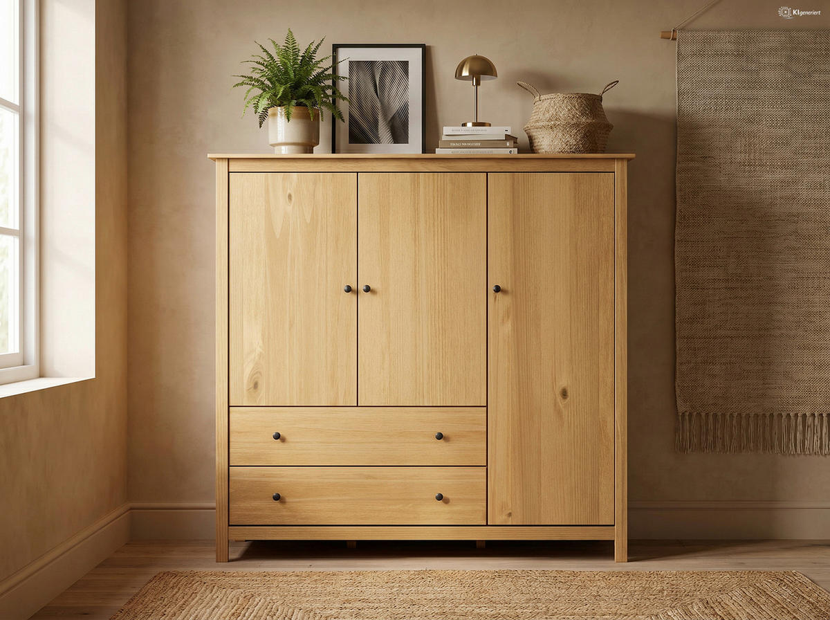 KOMMODE , 142/137/45 cm, 2 Schublade(n)  - Messingfarben/Naturfarben, Basics, Holz/Metall (142/137/45cm) - Livetastic