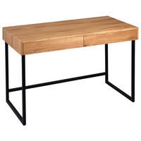 KONSOLENTISCH Wildeiche massiv Schwarz, Wildeiche  - Wildeiche/Schwarz, Natur, Holz/Metall (120/60/75cm) - Livetastic