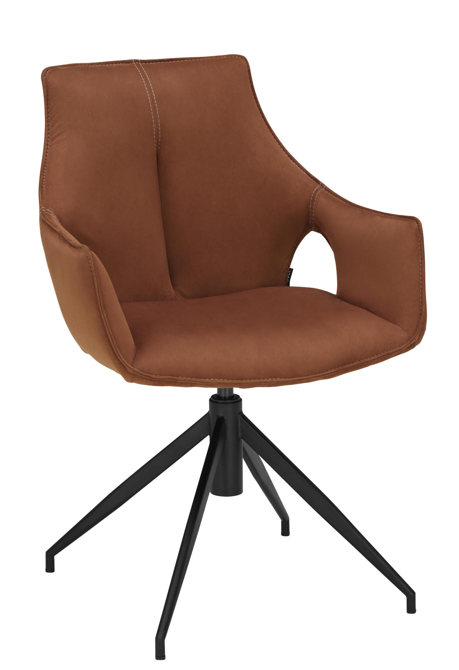 Stuhl in Metall, Textil Braun, Schwarz