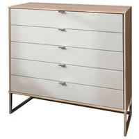 KOMÓD 224/105/43 cm  - krómszínű, Basics, faalapú anyag/üveg (224/105/43cm) - Venda