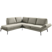 ECKSOFA  in Mikrofaser Olivgrün Rücken echt, Armteilverstellung, Relaxfunktion  207-223/250-288 cm  - Schwarz/Olivgrün, KONVENTIONELL, Textil/Metall (207-223/250-288cm) - Hom`in
