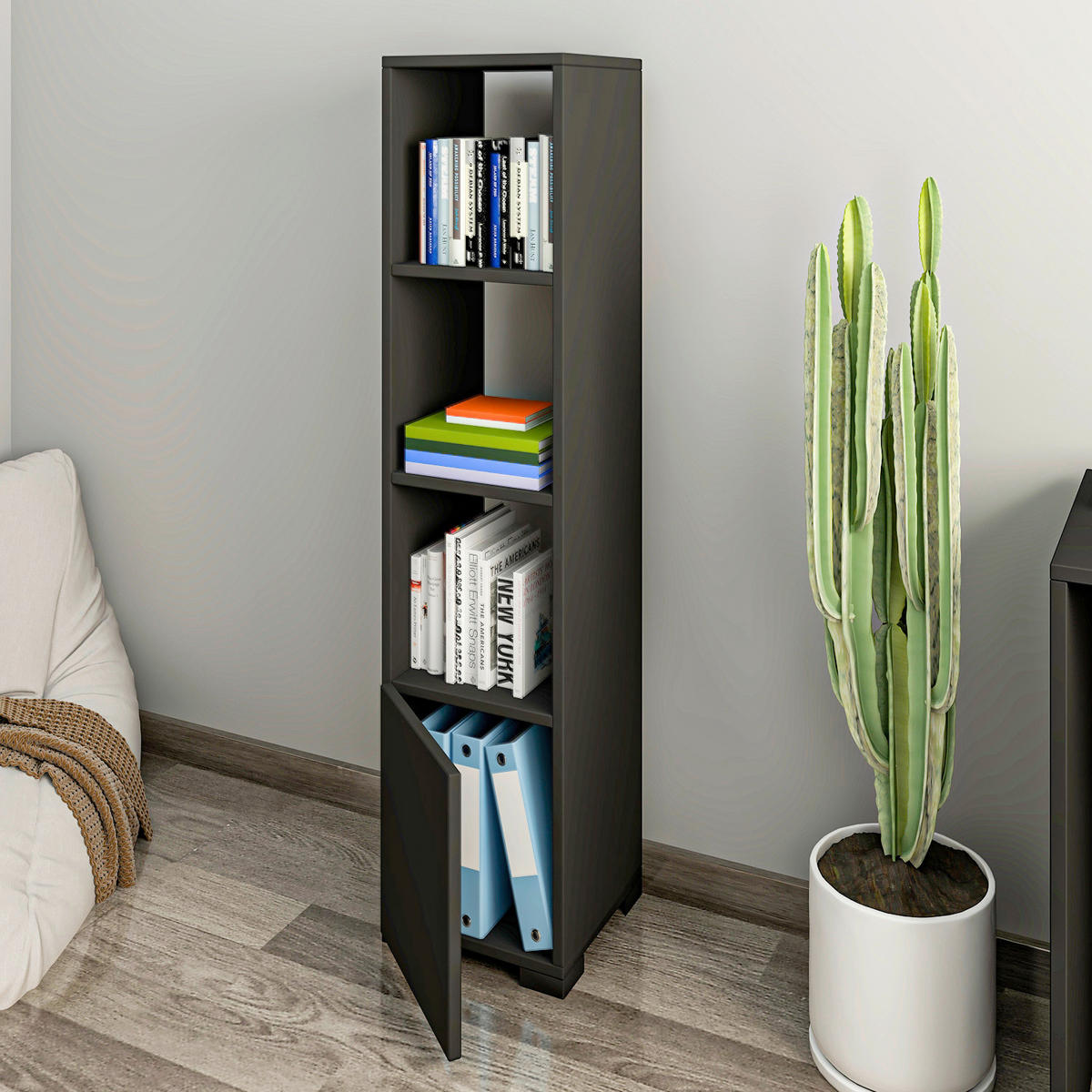 BOKHYLLA i 31/136/30 cm antracit  - antracit, Design, trämaterial (31/136/30cm) - Livetastic