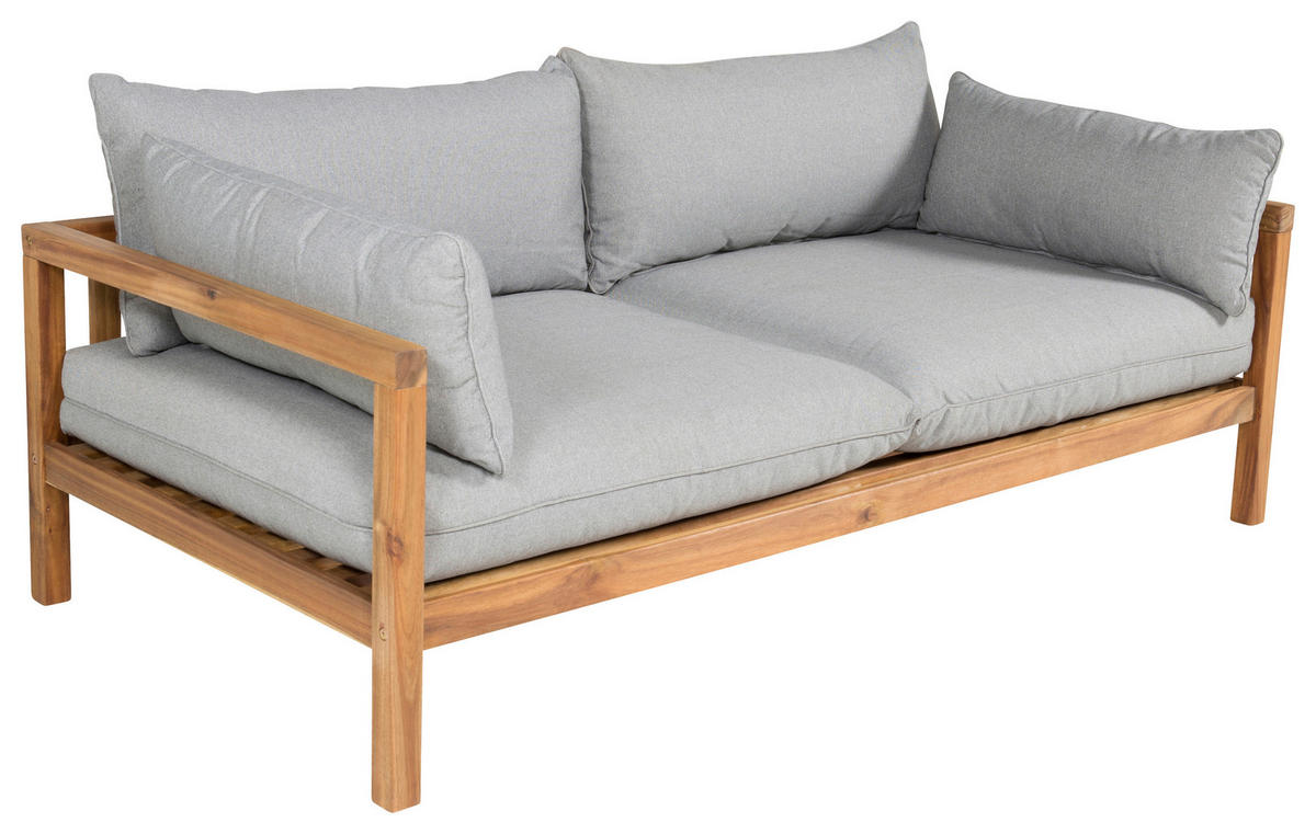 LOUNGESOFA  - Grau/Akaziefarben, KONVENTIONELL, Holz/Textil (185/56/92cm) - Gardenson