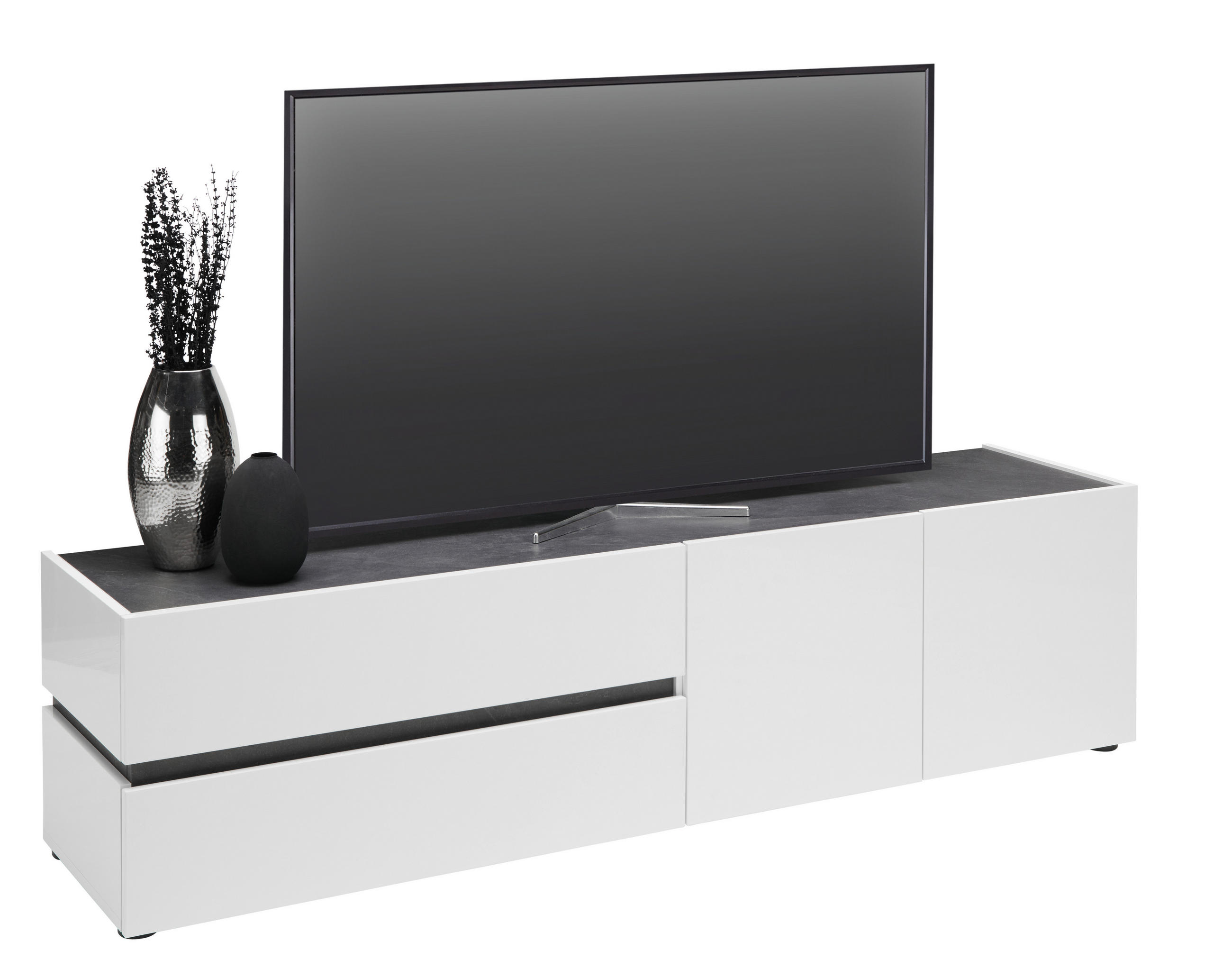 LOWBOARD  in 180/47/43 cm  - Anthrazit/Schwarz, Design, Holzwerkstoff/Kunststoff (180/47/43cm) - Voleo