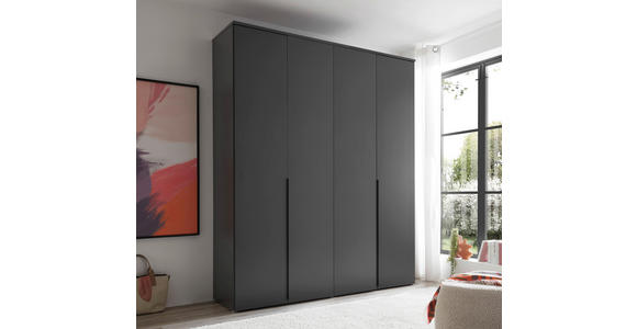 DREHTÜRENSCHRANK  in Graphitfarben  - Schwarz/Graphitfarben, MODERN, Holzwerkstoff/Kunststoff (180/225/52cm) - Carryhome