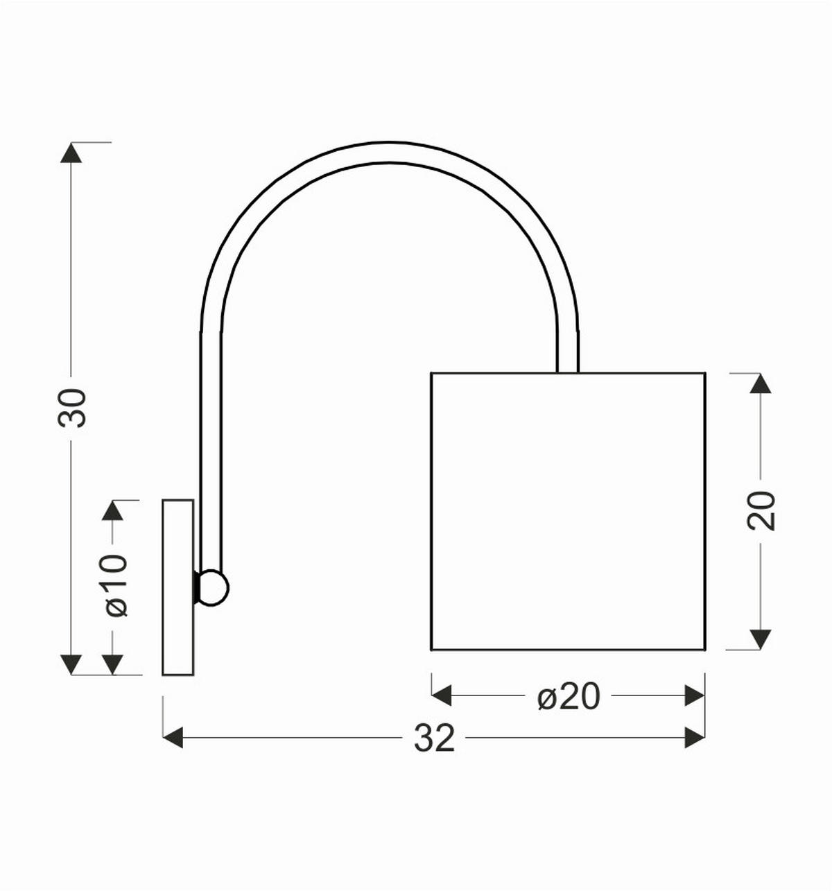 VÄGGLAMPA Atlanta 20/32/30 cm   - svart/guldfärgad, Klassisk, metall (20/32/30cm)