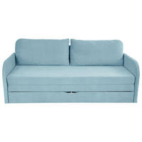 SCHLAFSOFA  mit Liegefunktion Flachgewebe Hellblau  - Schwarz/Hellblau, Design, Kunststoff/Textil (203/77/86cm) - MID.YOU