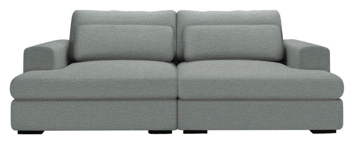 BIGSOFA in Chenille Hellgrau  - Hellgrau/Schwarz, Design, Textil (223/80/158cm) - Lomoco
