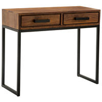 KONZOLOVÝ STOLÍK, indický palisander, farba indického palisandra, 90/35,5/76,5 cm - čierna/farba indického palisandra, Konventionell, kov/drevo (90/35,5/76,5cm) - MID.YOU