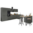 ECKKÜCHE 370/175 cm  in Graphitfarben  - Schwarz/Graphitfarben, Basics, Holzwerkstoff/Metall (370/175cm) - Xora
