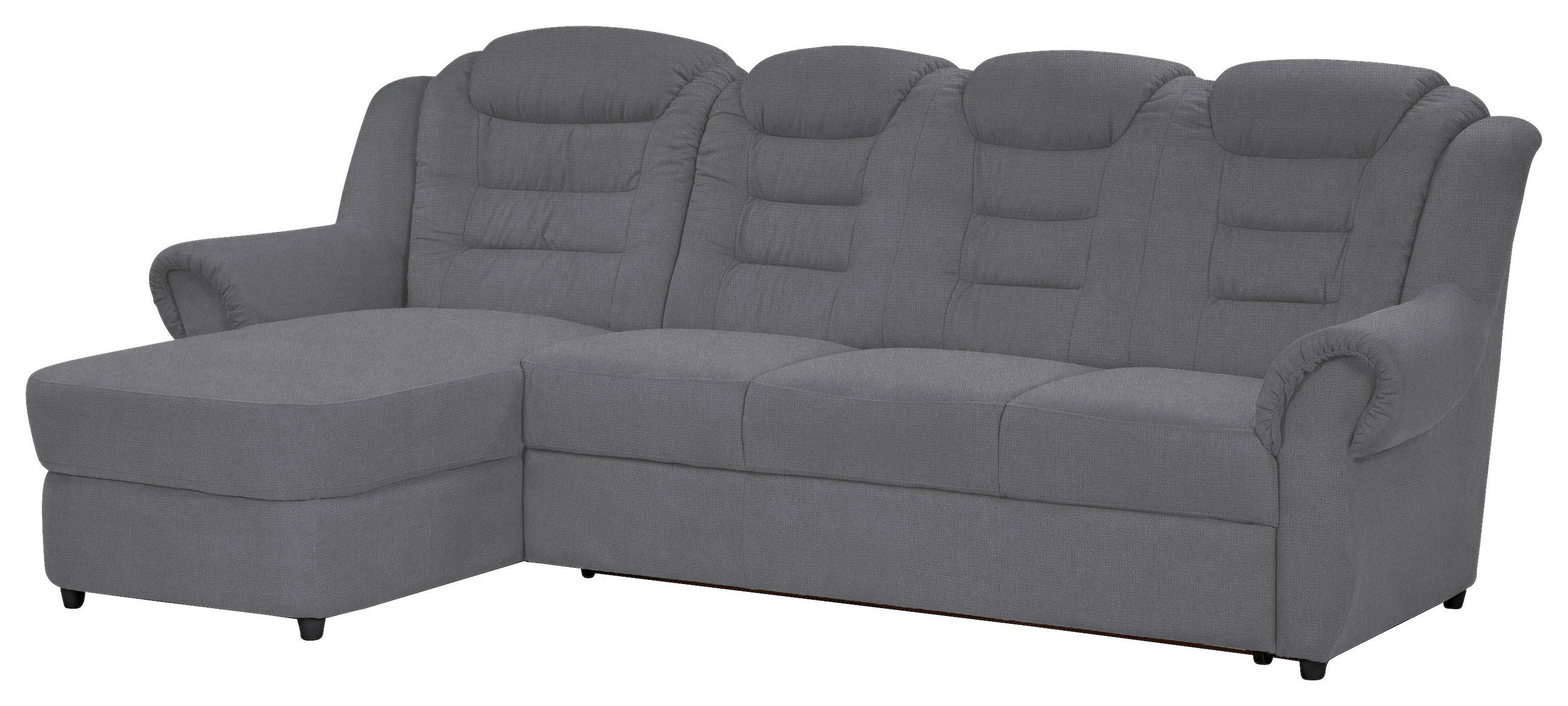 ECKSOFA in Chenille Dunkelgrau - Dunkelgrau/Schwarz, Konventionell, Kunststoff/Textil (165/262cm) - Livetastic