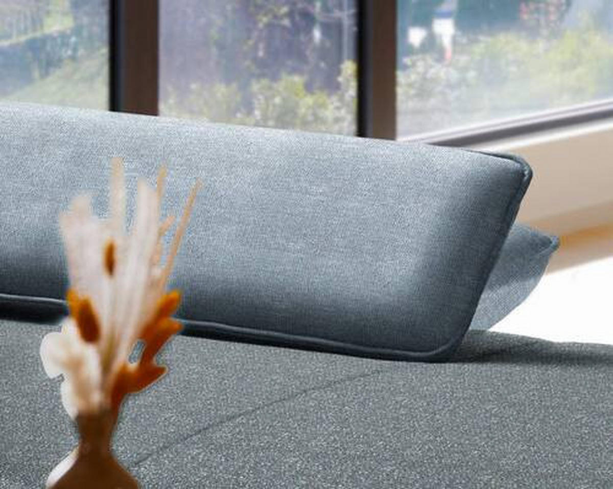 ECKSOFA in Flachgewebe Blaugrau  301/191 cm  - Blaugrau/Schwarz, Design, Textil/Metall (301/191cm) - Moderano