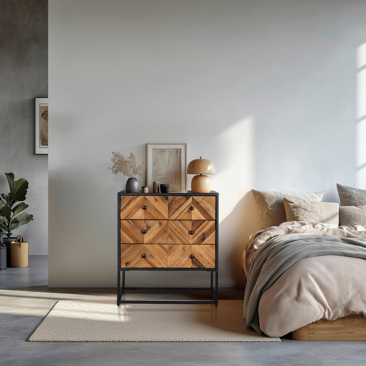 SIDEBOARD  in 63/70,5/32 cm  - Dunkelbraun/Schwarz, MODERN, Holz/Metall (63/70,5/32cm) - MID.YOU