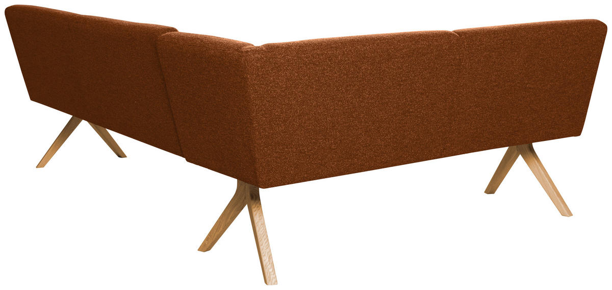 ECKBANK 172/218 cm Webstoff Haselnussfarben Eiche vollmassiv   - Eichefarben/Haselnussfarben, KONVENTIONELL, Holz/Textil (172/218cm) - Linea Natura
