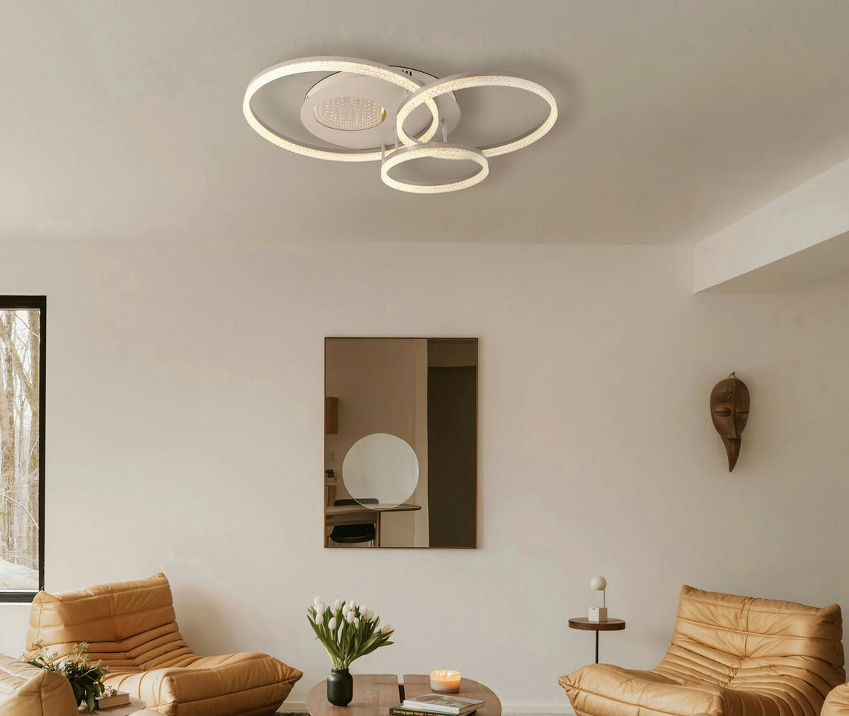 LED-DECKENLEUCHTE Sanford 78/60/14 cm  - Sandfarben/Klar, Design, Kunststoff/Metall (78/60/14cm) - Globo