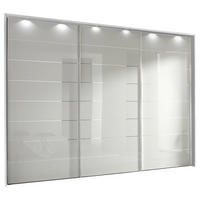 SCHWEBETÜRENSCHRANK 336/222/68 cm 3-türig Silberfarben, Weiß  - Chromfarben/Silberfarben, Design, Glas/Holzwerkstoff (336/222/68cm) - Moderano