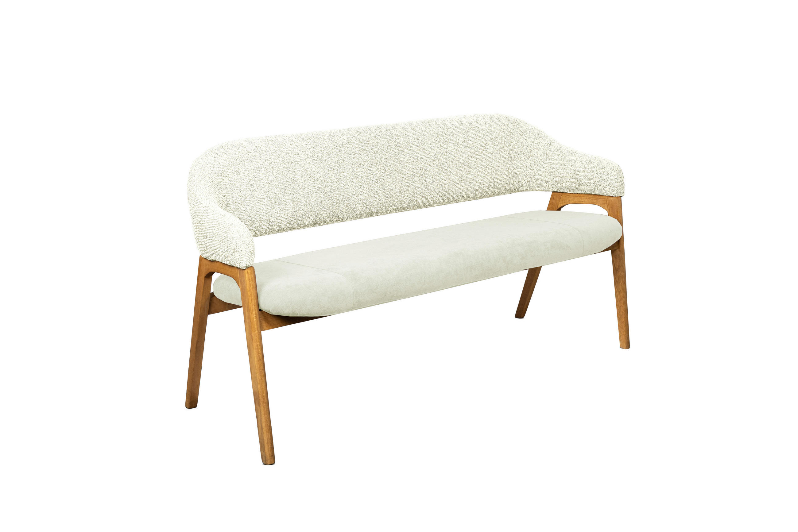 SITZBANK 168/84/56 cm Batist, Bouclé Beige Holz  - Eichefarben/Beige, KONVENTIONELL, Holz/Textil (168/84/56cm) - Linea Natura