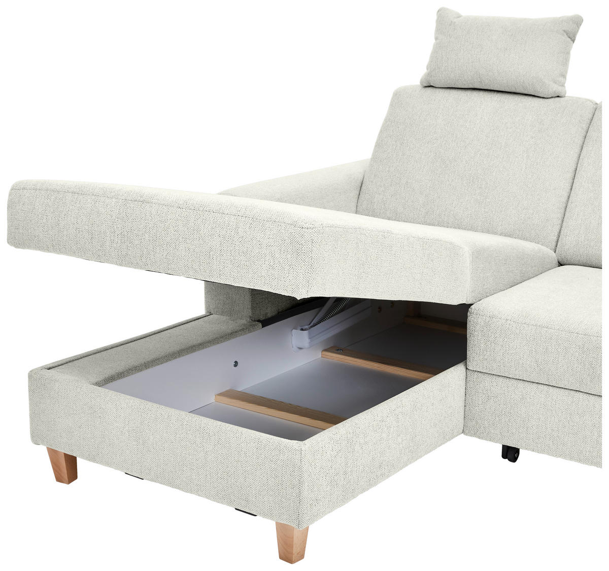 HÖRNSOFFA i flatväv ljusgrå  - bokfärgad/ljusgrå, Klassisk, trä/textil (166/241cm) - MID.YOU