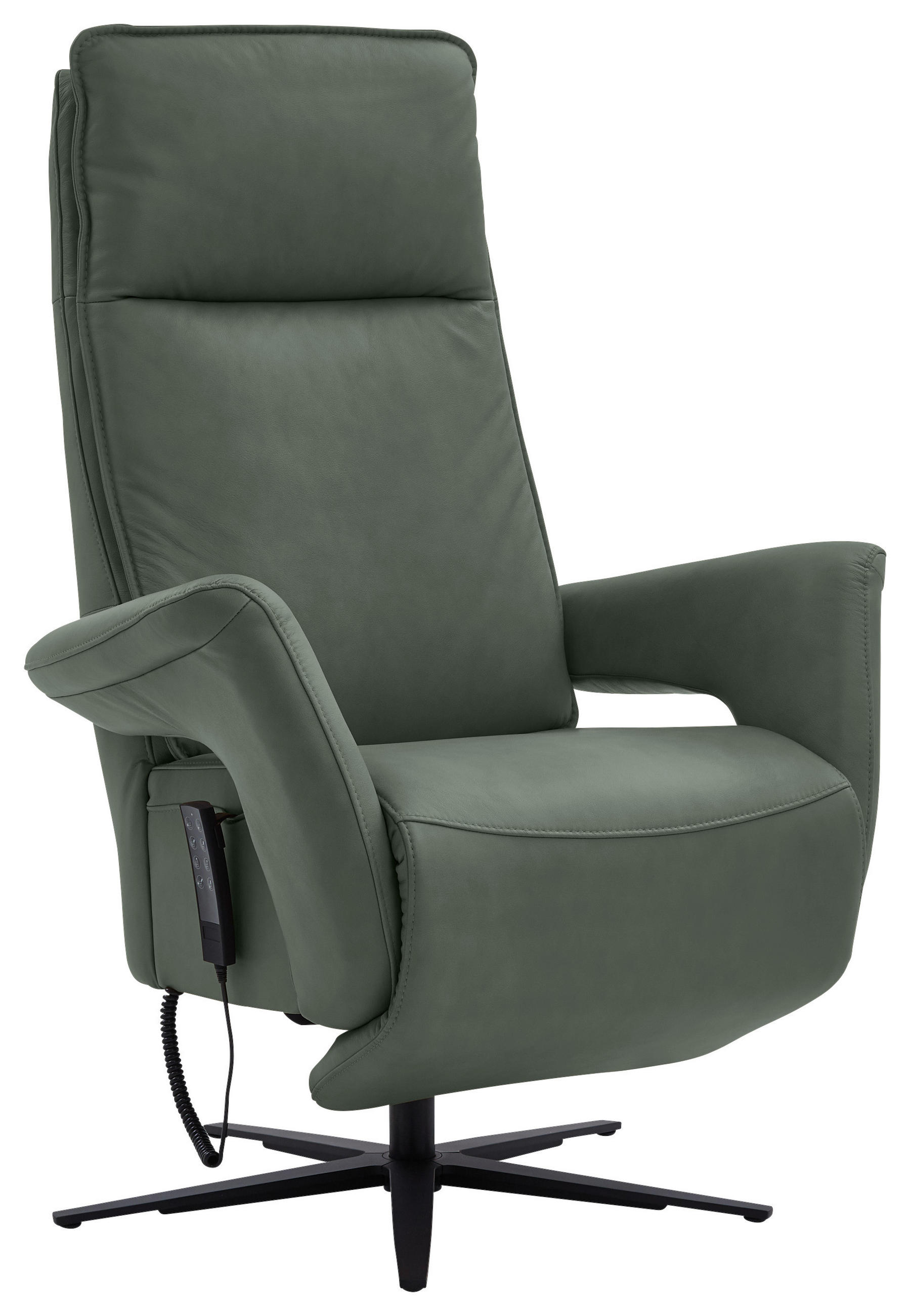 RELAXSESSEL in Leder Dunkelgrün  - Dunkelgrün/Schwarz, Design, Leder/Metall (83/123/87cm) - Valdera
