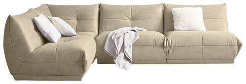 ECKSOFA Creme Lederlook  - Creme, Trend, Textil (210/315cm) - Livetastic