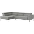ECKSOFA Hellgrau Feincord  - Hellgrau/Schwarz, Design, Textil/Metall (205/280cm) - Xora